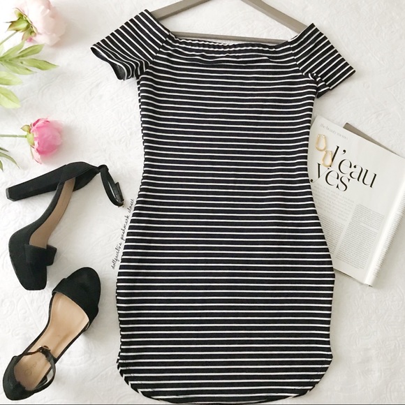 Lovely Day Dresses & Skirts - Stretchy Striped Bardot Dress